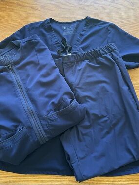 FIGS Navy Scrub Jacket & Pants Set BUNDLE